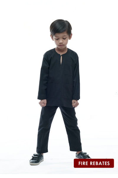 Baju Melayu Teluk Belanga Kid Gayu, Black